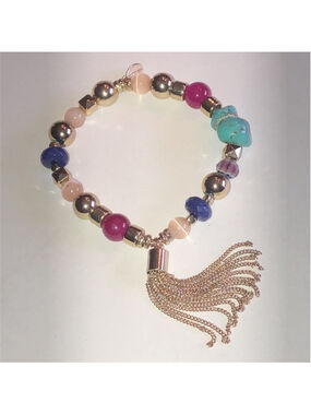 Express Multicolor Boho Beaded Bracelet with Tassel